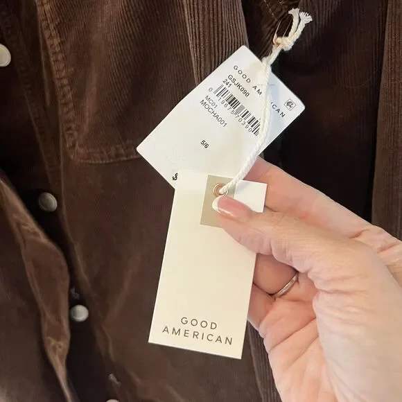 Good American‎ Brown Corduroy Shacket Xl/xxl 4/5 Womens NWT button Up W/Pockets - Picture 8 of 11